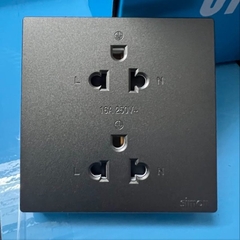 Bộ ổ cắm đôi 3 chấu màu Xám (Grey) chuẩn Âu Mỹ lắp đế âm vuông Simon S6 581287-61