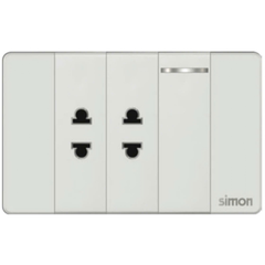 Simon K9 - Bộ 2 ổ đơn 2 chấu S + công tắc 1 chiều S 594101