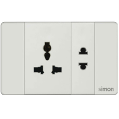 Simon K9 - Bộ ổ cắm đơn 3 chấu đa năng L + ổ cắm đơn 2 chấu 594080
