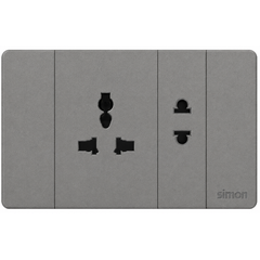 Simon K9 - Bộ ổ cắm đơn 3 chấu đa năng L + ổ cắm đơn 2 chấu (grey) 594080-61
