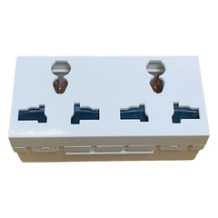 Ổ đôi 3 chấu đa năng size M 10A (Trắng) Simon K1 K1423XL