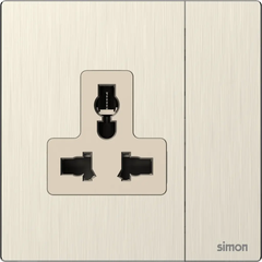 M7 Metal- Bộ ổ cắm 3 chấu đa năng + công tắc (13A 250V) (Satin Gold) Simon M7 661089M-2C