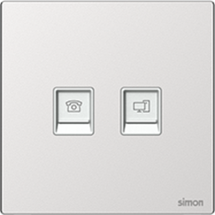 M7 Metal- Bộ ổ cắm điện thoại + mạng Cat6 (Frosted Sliver) Simon M7 665229M-2A