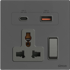M7 Gem- Bộ ổ cắm đa năng kèm USB và A+C (Diamond Grey) Simon M7 66E7253G-4D