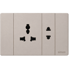 Simon K9 - Bộ ổ cắm đơn 3 chấu đa năng L + ổ cắm đơn 2 chấu (champagne) 594080-46