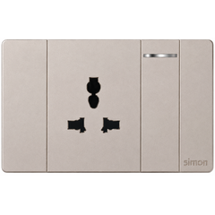 Simon K9 - Bộ ổ cắm 3 chấu đa năng L + công tắc 1 chiều S (champagne) 594081-46