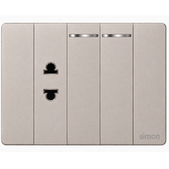 Simon K9 - Bộ ổ đơn 2 chấu + 2 công tắc đơn 2 chiều S (champagne) 594100-46