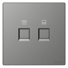 Bộ ổ cắm ti vi và mạng cat5 mặt vuông màu Xám (grey) Simon S6 585302-61