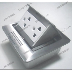 Ổ cắm âm sàn gồm 2 ổ cắm 3 chấu thường màu Bạc Simon SEF4600