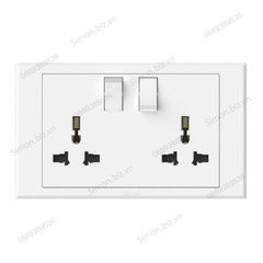 Bộ 2 ổ cắm đa tiêu chuẩn kèm công tắc ổ Simon E3 304589