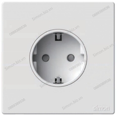 Bộ Ổ cắm Schuko đơn 16A màu trắng lắp đế âm chuẩn vuông cao cấp Simon S6 581687