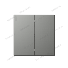 Bộ Công tắc đôi, 2 chiều mặt vuông màu Xám (Grey) cao cấp Simon S6 581022-61