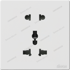 Bộ ổ cắm 3 chấu đa năng và ổ cắm 2 chấu thường chuẩn vuông màu trắng Simon S6 581080V