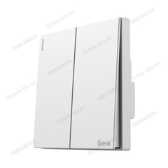 Bộ Công tắc đôi, 2 chiều mặt vuông màu trắng cao cấp Simon S6 581022