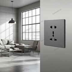 Bộ ổ cắm 3 chấu đa năng và ổ cắm 2 chấu thường chuẩn vuông màu Xám (grey) Simon S6 581080V-61