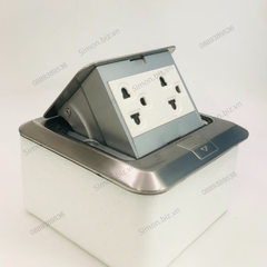 Ổ cắm âm sàn gồm 2 ổ cắm 3 chấu thường (vỏ bạc) Simon ZD021287