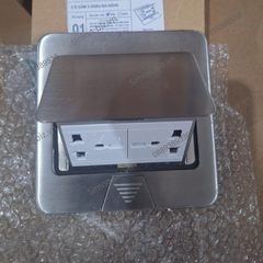 Ổ cắm âm sàn gồm 2 ổ cắm 3 chấu đa năng Vỏ Inox Simon SEF5770