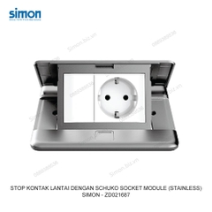 Bộ ổ cắm âm sàn kiểu schuko có chân tiếp địa màu Bạc D6S Simon ZD021687