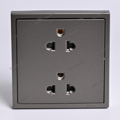Bộ ổ cắm đôi 3 chấu 16A màu xám Simon i7 711287-61