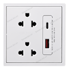 Bộ ổ cắm đôi 3 chấu chuẩn Âu Mỹ kèm ổ USB và Cổng sạc A+C màu trắng Simon i7 71E7251