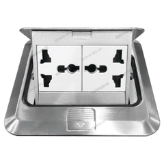 Ổ cắm âm sàn gồm 2 ổ cắm 3 chấu đa năng màu Bạc Simon ZD021080