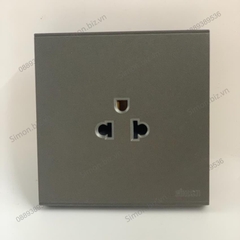 Bộ Ổ cắm đơn chuẩn Âu-Mỹ 16A chuẩn vuông màu Xám (Grey) Simon E6 721087-61