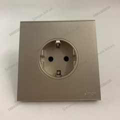 Bộ Ổ cắm đơn Schuko 16A có chân tiếp địa chuẩn vuông màu Sâm Panh (Champagne) Simon E6 721687-46