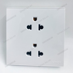 Bộ Ổ cắm đôi chuẩn Âu-Mỹ 16A chuẩn vuông màu trắng Simon E6 721287