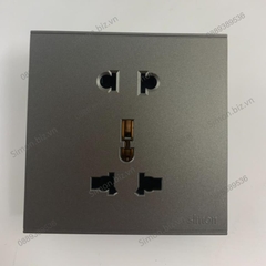 Bộ Ổ cắm 3 chấu đa tiêu chuẩn 10A và ổ cắm 2 chấu dùng cho chấu tròn&dẹt mặt vuông màu Xám (Grey) Simon E6 721080-61