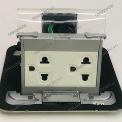 Ổ cắm âm sàn gồm 2 ổ cắm 3 chấu thường màu Bạc Simon SEF4600