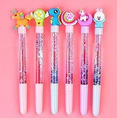 BÚT BI NƯỚC MÀU ĐEN KIM TUYẾN HỌA TIẾT HOẠT HÌNH XINH XẮN NGÒI 0.38MM T-CRAFT ^^