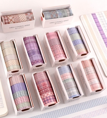 SET 6 CUỘN WASHI TAPE CARO TRANG TRÍ TẬP VỞ/ NHẬT KÍ T-CRAFT ^^
