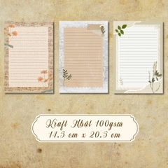 SET 5 GIẤY KRAFT VIẾT THƯ A5 PHONG CÁCH VINTAGE T.CRAFT HOUSE - MẪU 2