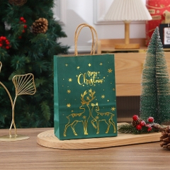 TÚI GIẤY ĐỰNG QUÀ 21x15x8CM HỌA TIẾT GIÁNG SINH ÁNH KIM T.CRAFT HOUSE
