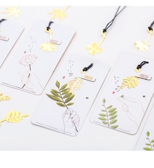 THẺ ĐÁNH DẤU SÁCH BOOKMARK BẰNG KIM LOẠI CAO CẤP HÌNH CỎ VÀNG T-CRAFT