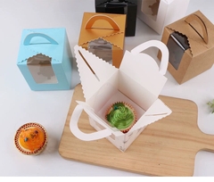 HỘP ĐỰNG BÁNH CUPCAKE HOẶC QUÀ TẶNG MẶT MICA GIẤY KRAFT PHONG CÁCH CỔ ĐIỂN T.CRAFT HOUSE