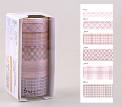 SET 6 CUỘN WASHI TAPE CARO TRANG TRÍ TẬP VỞ/ NHẬT KÍ T-CRAFT ^^