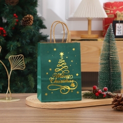 TÚI GIẤY ĐỰNG QUÀ 21x15x8CM HỌA TIẾT GIÁNG SINH ÁNH KIM T.CRAFT HOUSE