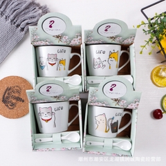 TÁCH TRÀ/ CÀ PHÊ BẰNG GỐM SỨ NHIỀU HÌNH ẢNH DỄ THƯƠNG, TIỆN DỤNG CÓ KÈM MUỖNG T-CRAFT ^^