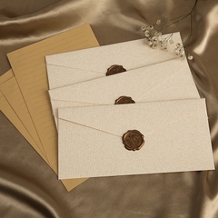 SET 5 BAO THƯ VÂN VẢI LANH 250GSM KÍCH THƯỚC 22x11cm NHIỀU MÀU SẮC PHONG CÁCH VINTAGE T.CRAFT HOUSE