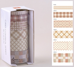 SET 6 CUỘN WASHI TAPE CARO TRANG TRÍ TẬP VỞ/ NHẬT KÍ T-CRAFT ^^