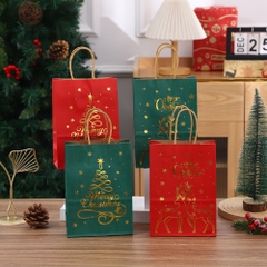 TÚI GIẤY ĐỰNG QUÀ 21x15x8CM HỌA TIẾT GIÁNG SINH ÁNH KIM T.CRAFT HOUSE