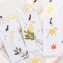 THẺ ĐÁNH DẤU SÁCH BOOKMARK BẰNG KIM LOẠI CAO CẤP HÌNH CỎ VÀNG T-CRAFT