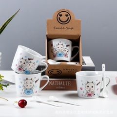 TÁCH TRÀ/ CÀ PHÊ BẰNG GỐM SỨ NHIỀU HÌNH ẢNH DỄ THƯƠNG, TIỆN DỤNG CÓ KÈM MUỖNG T-CRAFT ^^