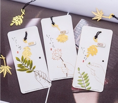 THẺ ĐÁNH DẤU SÁCH BOOKMARK BẰNG KIM LOẠI CAO CẤP HÌNH CỎ VÀNG T-CRAFT