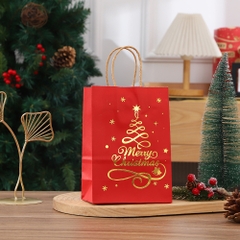 TÚI GIẤY ĐỰNG QUÀ 21x15x8CM HỌA TIẾT GIÁNG SINH ÁNH KIM T.CRAFT HOUSE