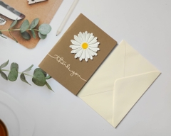 THIỆP HANDMADE HOA CÚC ĐƠN GIẢN NHƯNG KHÔNG KÉM PHẦN THANH LỊCH, SANG TRỌNG T.CRAFT HOUSE