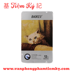 Chì màu Baoke 12 màu hộp thiếc PW1612