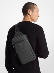 Túi đeo chéo nam Michael Kors COOPER - vân MK Signature đen