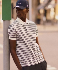 Áo polo LACOSTE vải piqué kẻ ngang - 3 màu